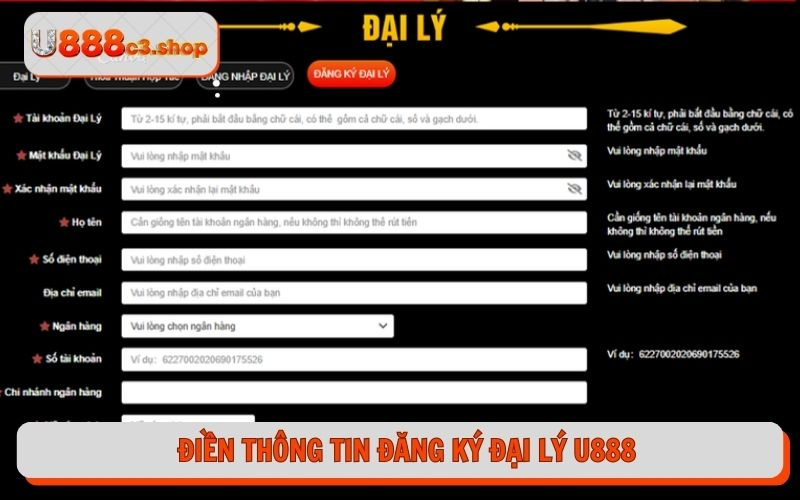 Điền thông tin đăng ký đại lý và tham gia kiếm tiền
