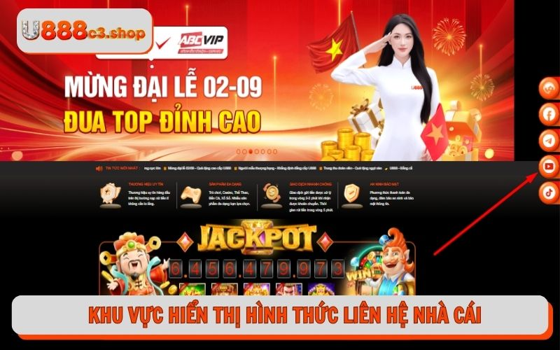 Khu vực hiển thị hình thức liên hệ nhà cái