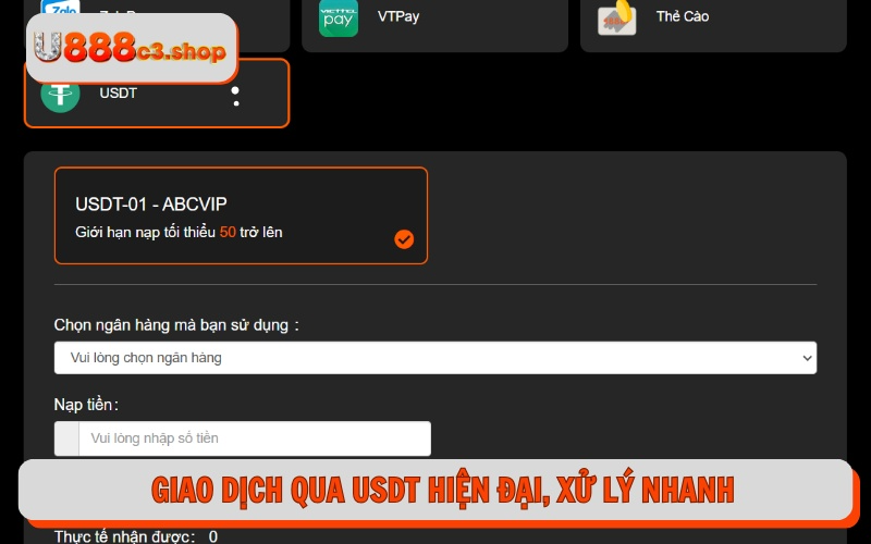 Giao dịch qua USDT hiện đại, xử lý nhanh