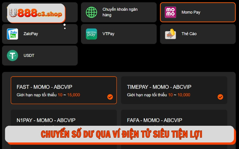 Chuyển số dư qua ví điện tử siêu tiện lợi