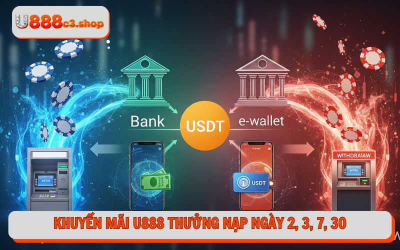 Khuyến mãi U888 thưởng nạp ngày 2, 3, 7, 30